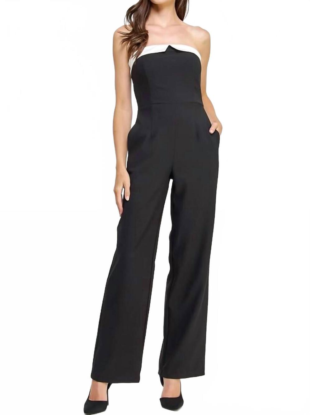 NEW STRUT & BOLT contrast tailored jumpsuit in black & white